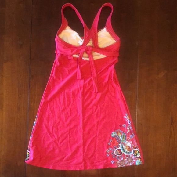 Athleta Salina Montego Swim dress  / XXsmall / hot pink/ razor back with tie - Picture 5 of 12